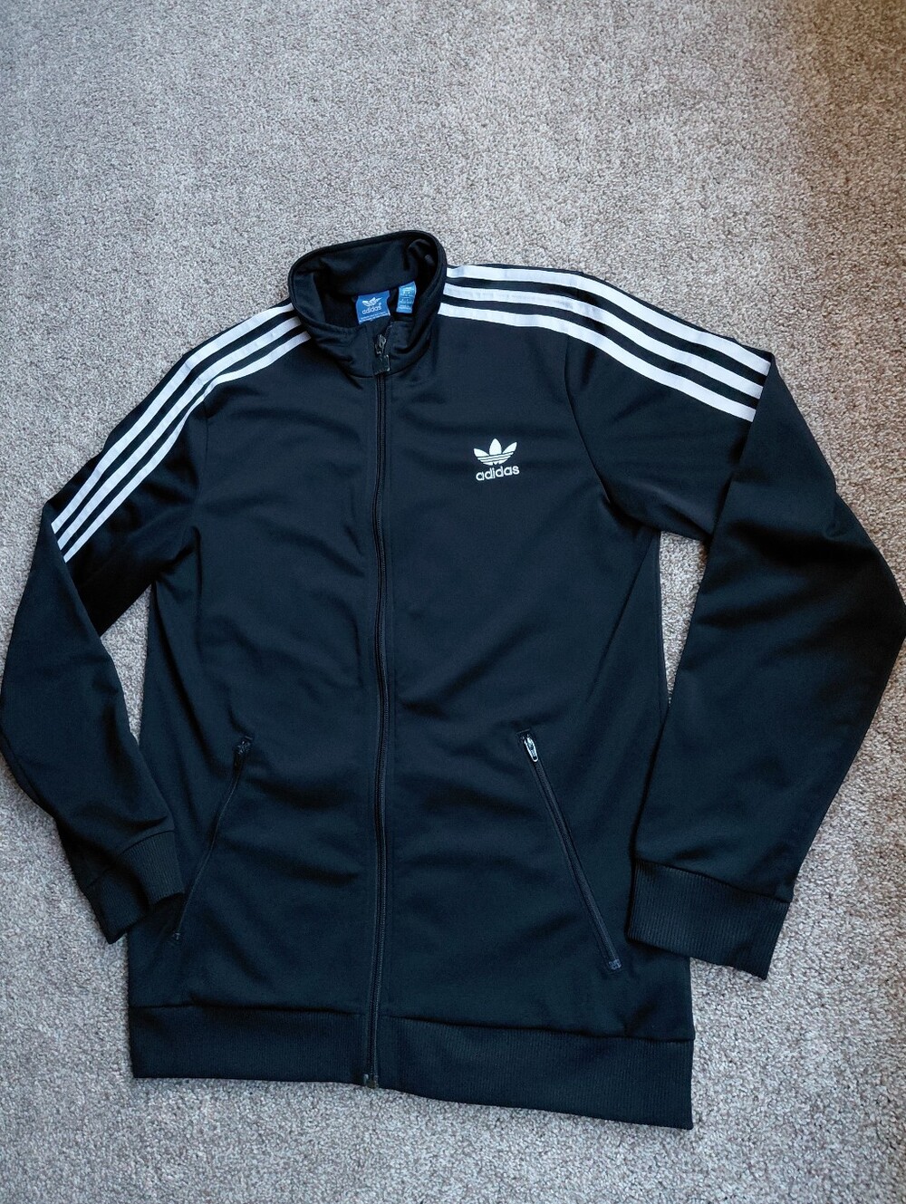 adidas Black White 3 Stripes Zip Up Jacket